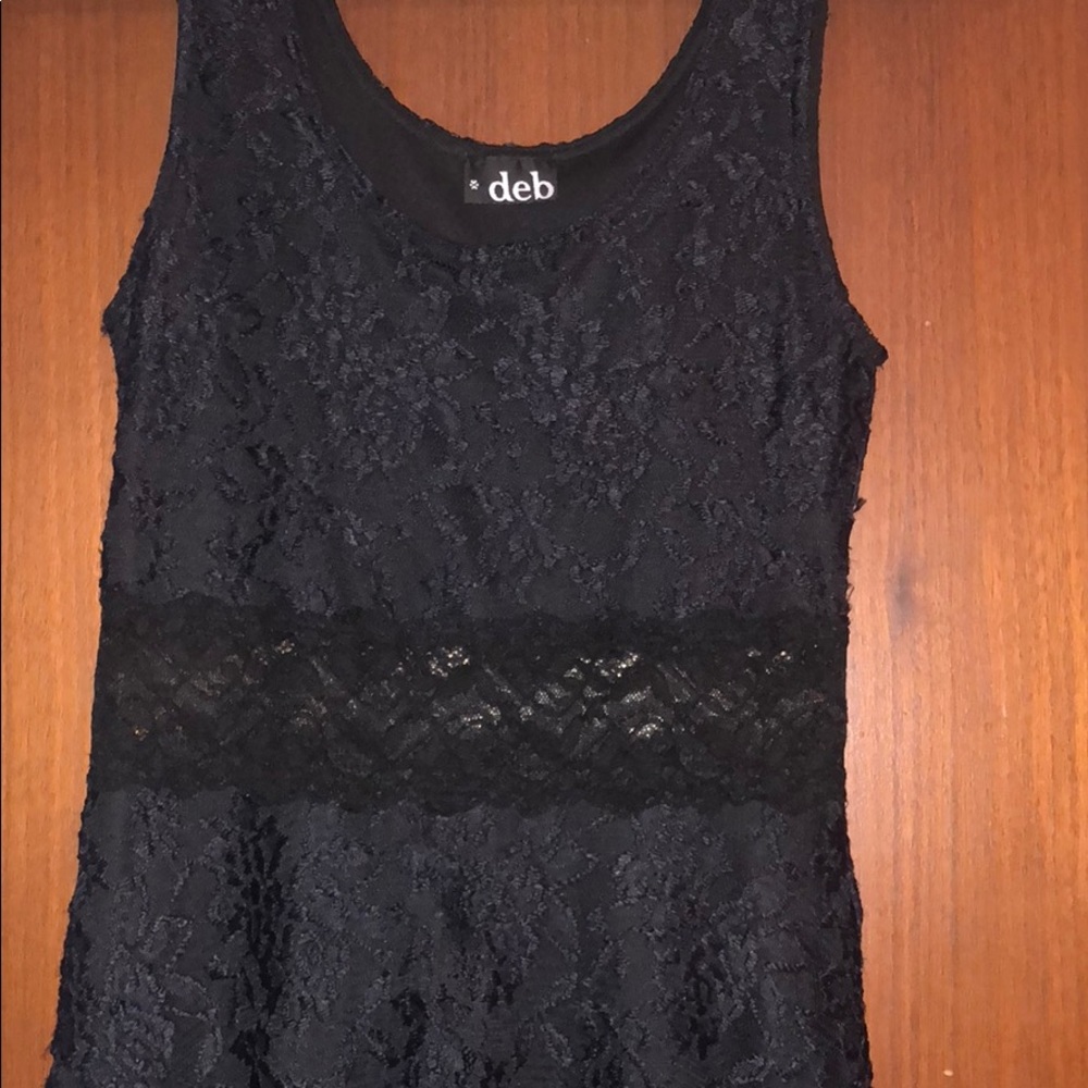 Black Lace Dress with See through Lace Detail